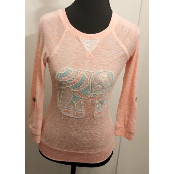 Pink Sheer Elephant Lightweight Boho Shirt Top Chance or Fate Women’s Size Small - Picture 1 of 8